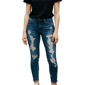 AMERICAN EAGLE Super Hi-Rise Jeggings 26x28 Destroyed Ripped